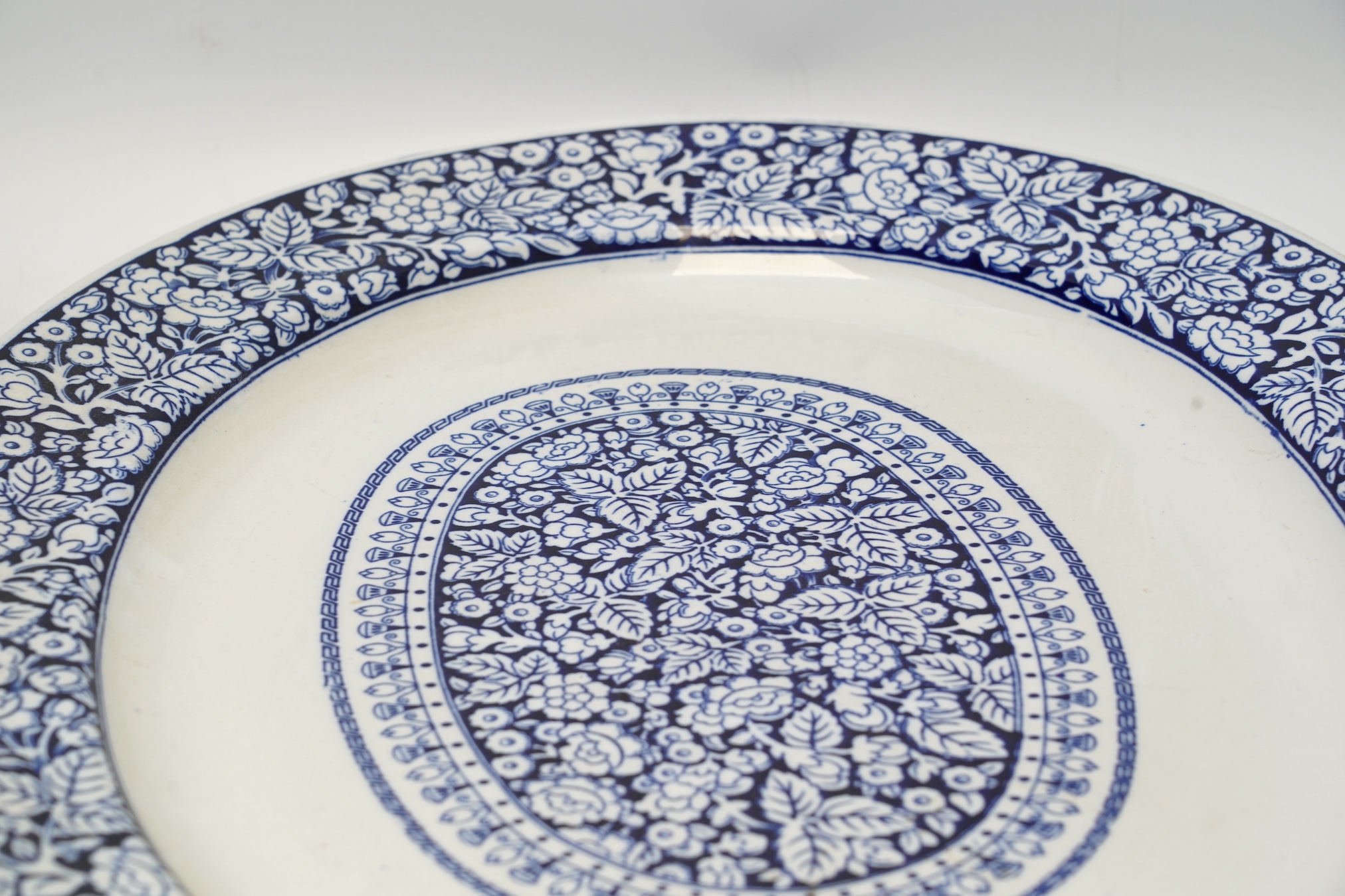 Brown, Westhead and Moore, a large Victorian blue and white meat dish, 55cm. Condition - good